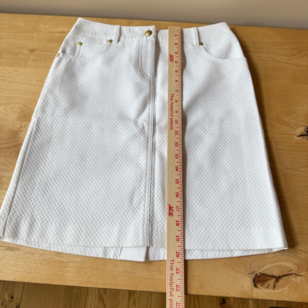 J MCLAUGHLIN SKIRT PENCIL MINI QUILTED SPORTY POCKETS CHIC CASUAL PREPPY WHITE 2 - Picture 9 of 11